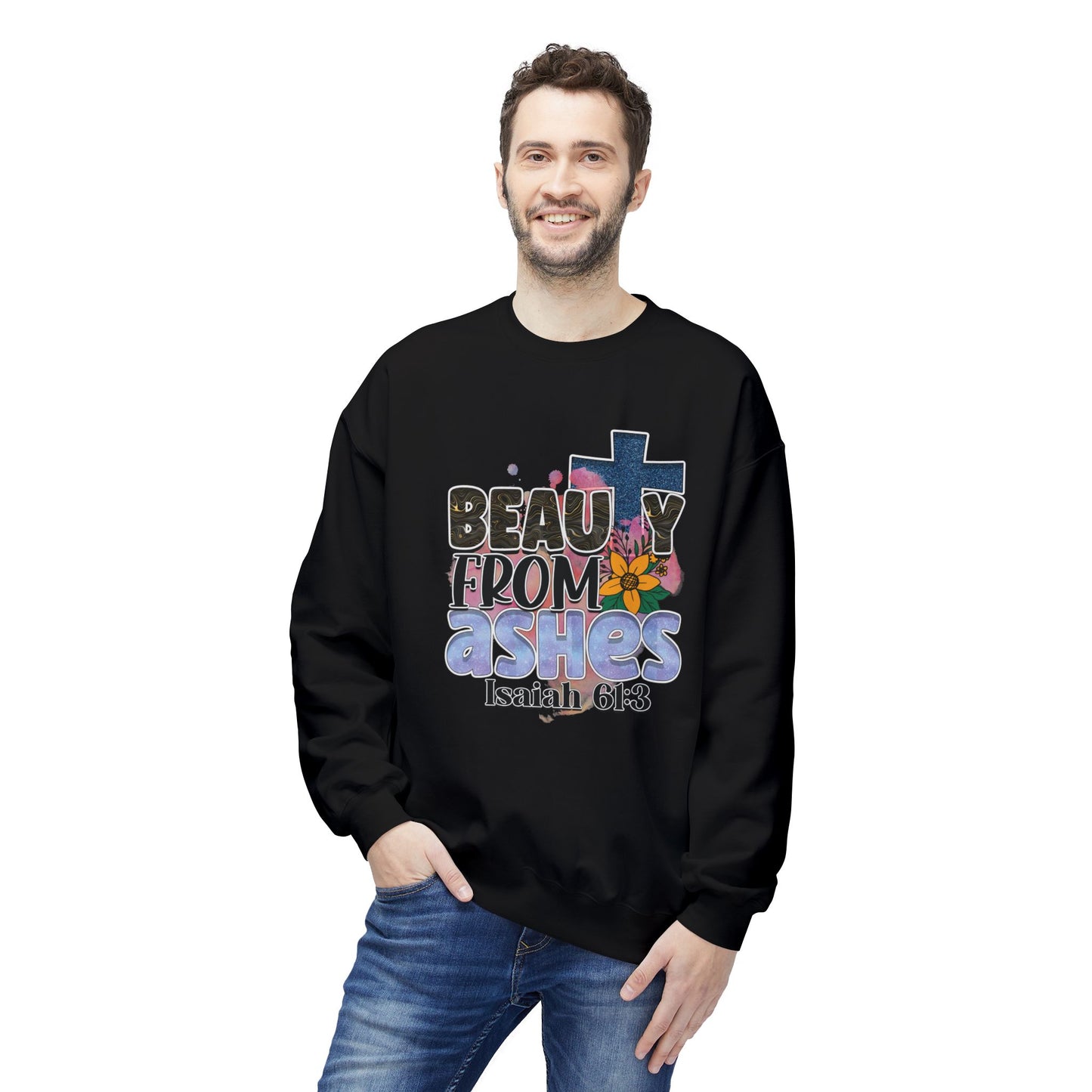 "Beauty From Ashes" Unisex Softstyle Fleece Crewneck Sweatshirt – Midweight Comfort & Inspirational Design