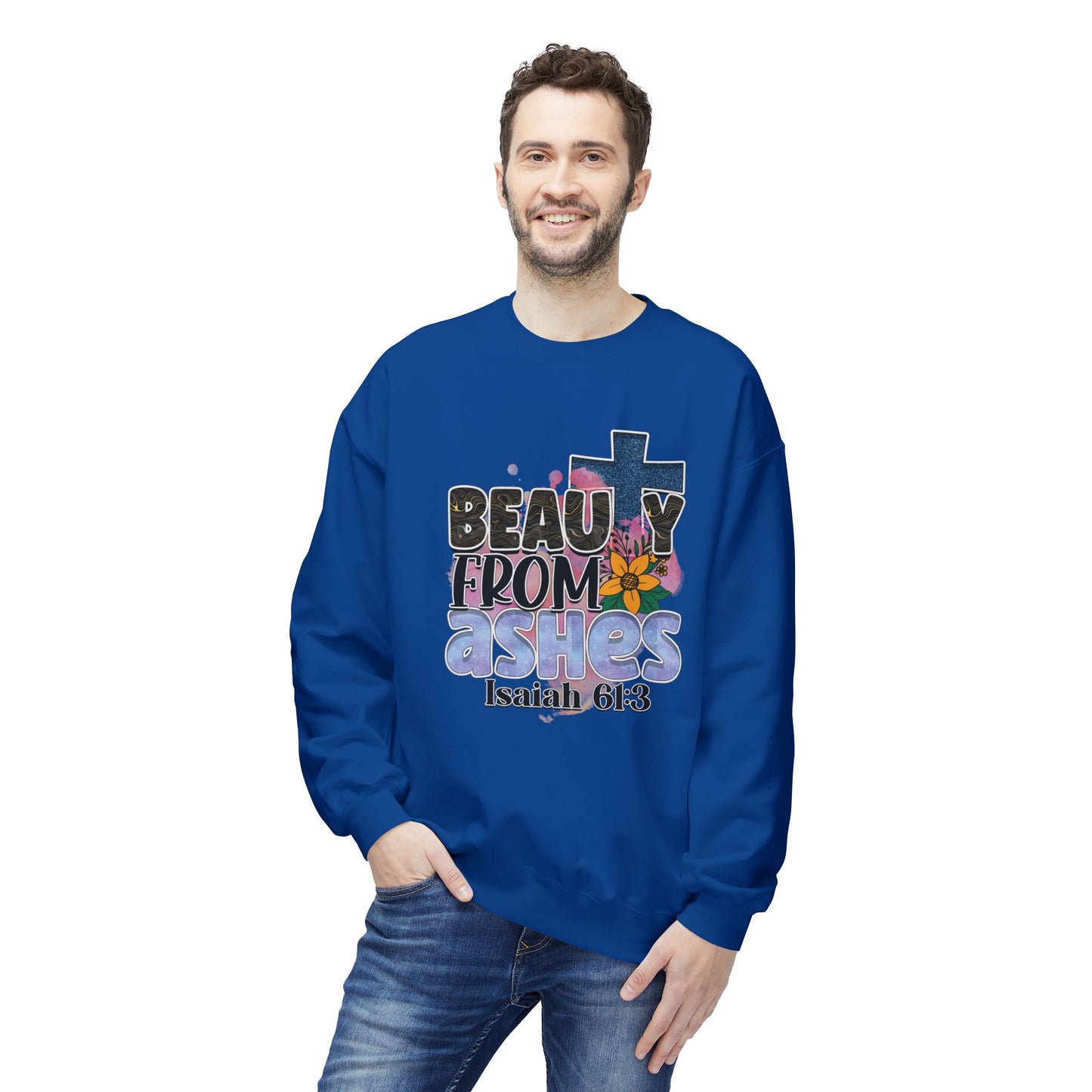 "Beauty From Ashes" Unisex Softstyle Fleece Crewneck Sweatshirt – Midweight Comfort & Inspirational Design