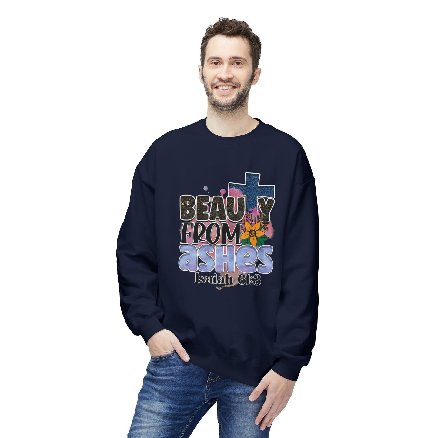 "Beauty From Ashes" Unisex Softstyle Fleece Crewneck Sweatshirt – Midweight Comfort & Inspirational Design