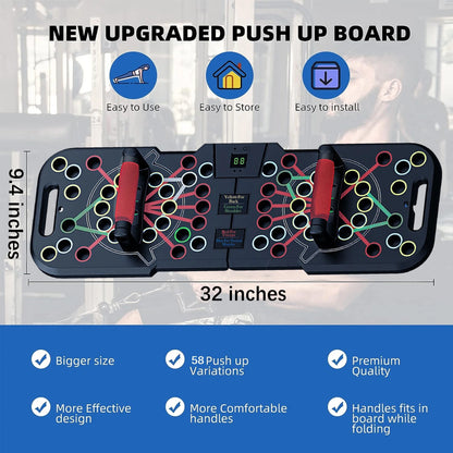 Multi-Function Push-Up Board with Smart Count – 60-in-1 Foldable & Portable Push-Up Bar, Floor Handles for Professional Home Gym & Strength Training Equipment for Men