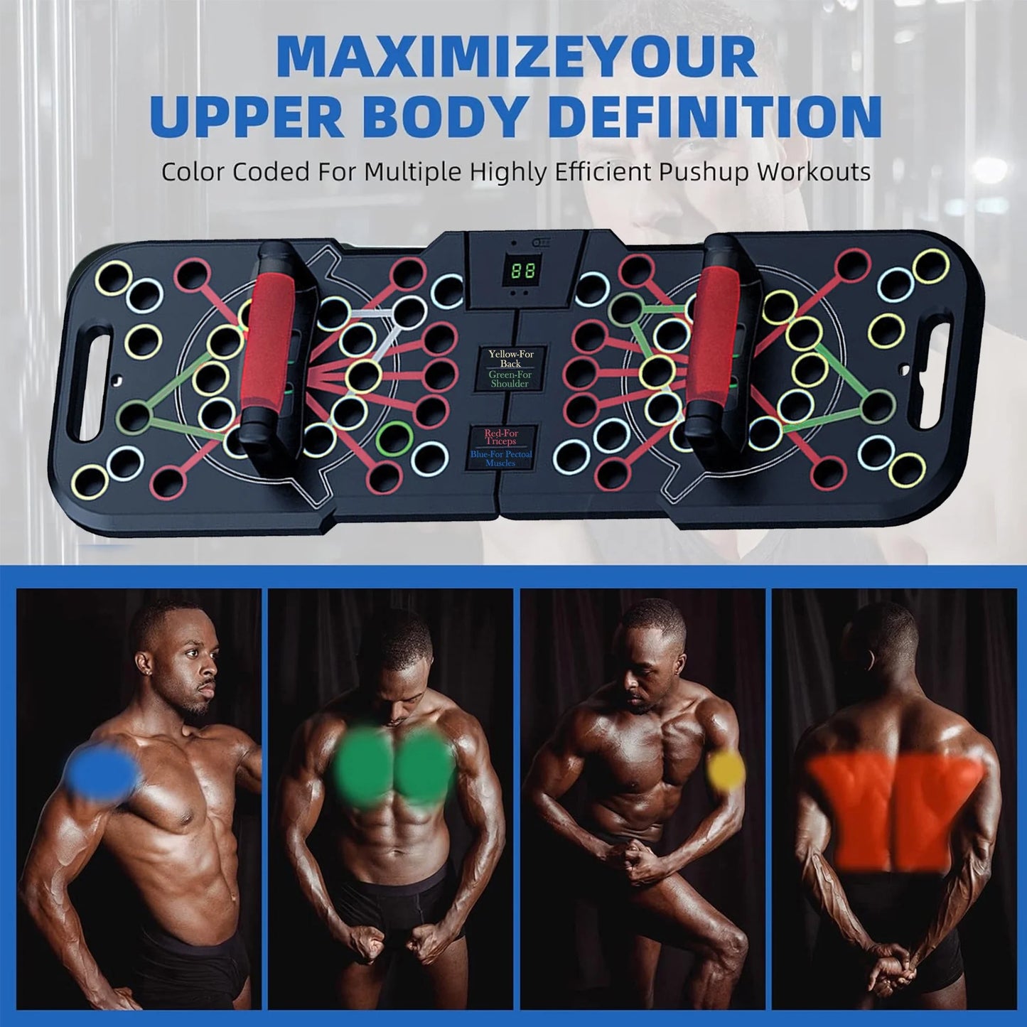 Multi-Function Push-Up Board with Smart Count – 60-in-1 Foldable & Portable Push-Up Bar, Floor Handles for Professional Home Gym & Strength Training Equipment for Men